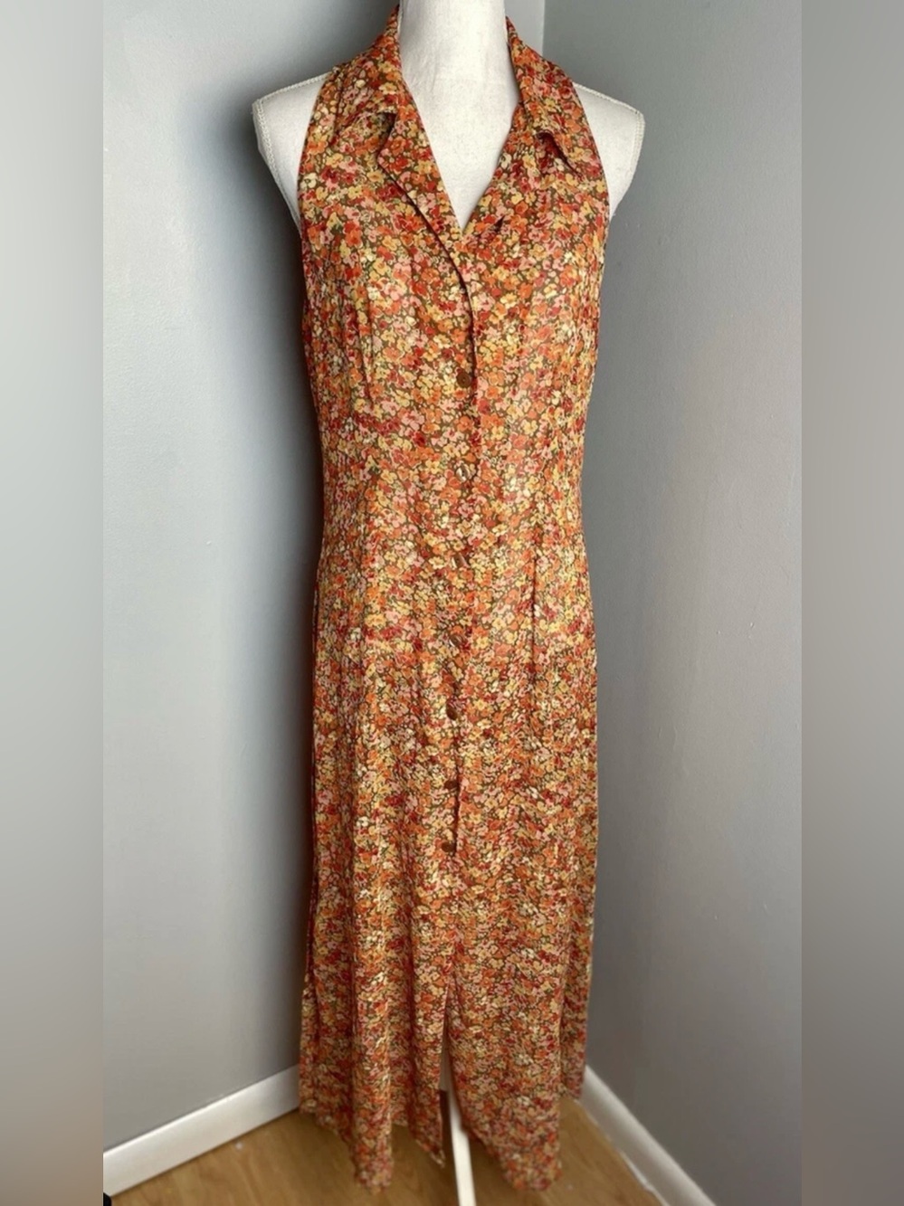 Vintage Victoria’s Secret Floral Maxi button down dress/vest